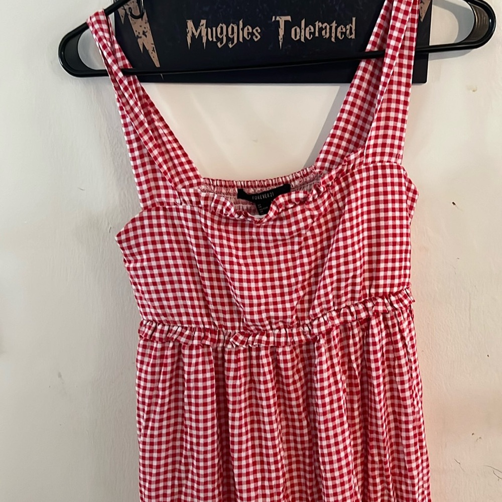 Nwt forever 21 gingham red white Barbie tank dress small women’s maxi summer